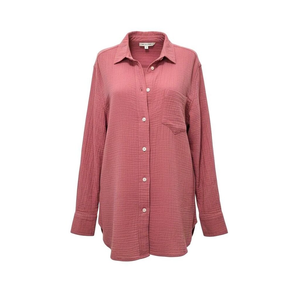 J.Crew‎ Womens 6 Mauve Rose Guaze Cotton Button-Up Shirt Casual Normcore
